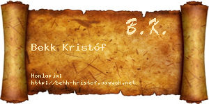 Bekk Kristóf névjegykártya
